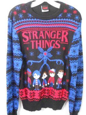 Stranger Things Demogorgon Ugly Crew Neck Long Sleeve Unisex Sweater Size-Med